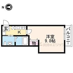 チェーズ高辻葛野西 1Kの間取図画像