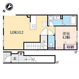 ベルード篠山口 1LDKの間取図画像