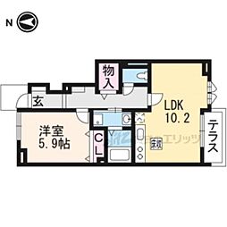 花のワルツ嵯峨 1LDKの間取図画像