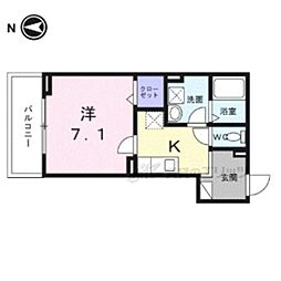 ヒカルサ京都大宮中林II 1Kの間取図画像
