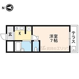 ウェスト・ヴァレー京都 ワンルームの間取図画像