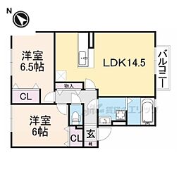 コンフォール・ヴィラB 2LDKの間取図画像