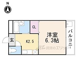 すまいるハイツ1 1Kの間取図画像