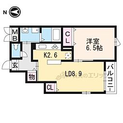 ベルヴェル 1LDKの間取図画像