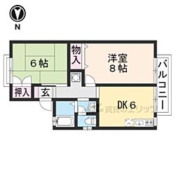エンゼルハイム桂川 2DKの間取図画像