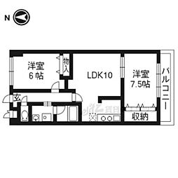 Uresidence二条城 2LDKの間取図画像