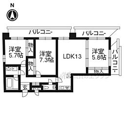 グラシオン西陣 3LDKの間取図画像