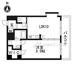 エストーネ京都二条 1LDKの間取図画像