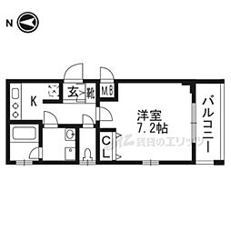 ベラジオ京都西院ウエストシティ 1Kの間取図画像