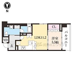 リーガル京都西陣2 1LDKの間取図画像