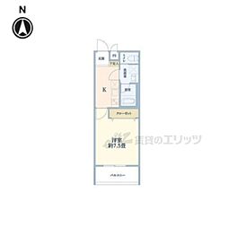 ウェルスクエア千本下長者 1Kの間取図画像