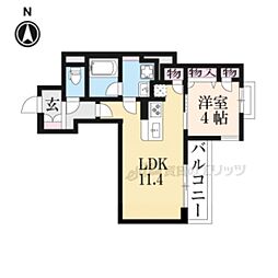 Vistahri桂 1LDKの間取図画像