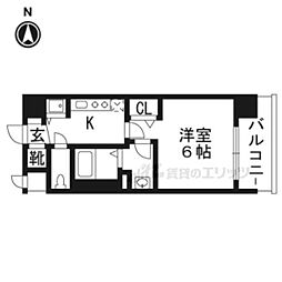 アクアプレイス京都西院 1Kの間取図画像