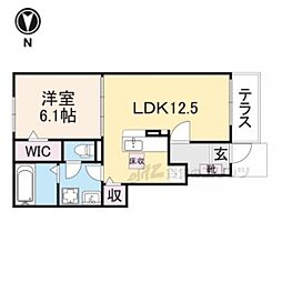 サニーフラット黒岡A棟 1LDKの間取図画像