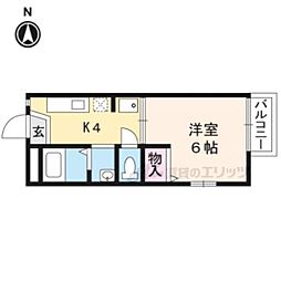 ミネ北山3 1Kの間取図画像