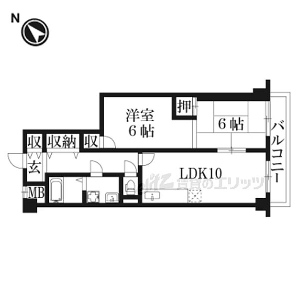 京都府京都市西京区大枝沓掛町(賃貸マンション2LDK・6階・60.59㎡)の写真 その2