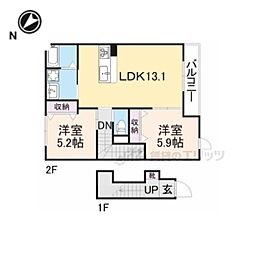 リラクオーレ 2LDKの間取図画像