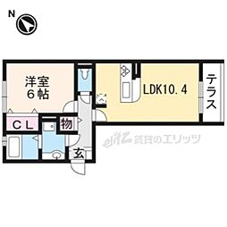 リベルタ唐崎 1LDKの間取図画像