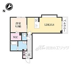 エアフォルク河原 1LDKの間取図画像