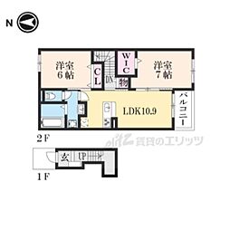 シャン・ド・フルール2 2LDKの間取図画像