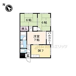 近江鉄道近江本線 水口駅 徒歩16分の賃貸マンション 4階3DKの間取り