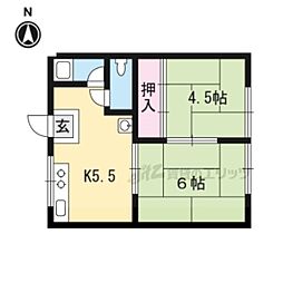 ハイツ赤尾 2DKの間取図画像