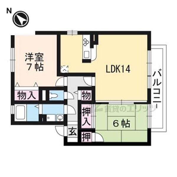 グレイスタウン・クラタ 101｜滋賀県栗東市小柿１丁目(賃貸アパート2LDK・1階・62.10㎡)の写真 その2