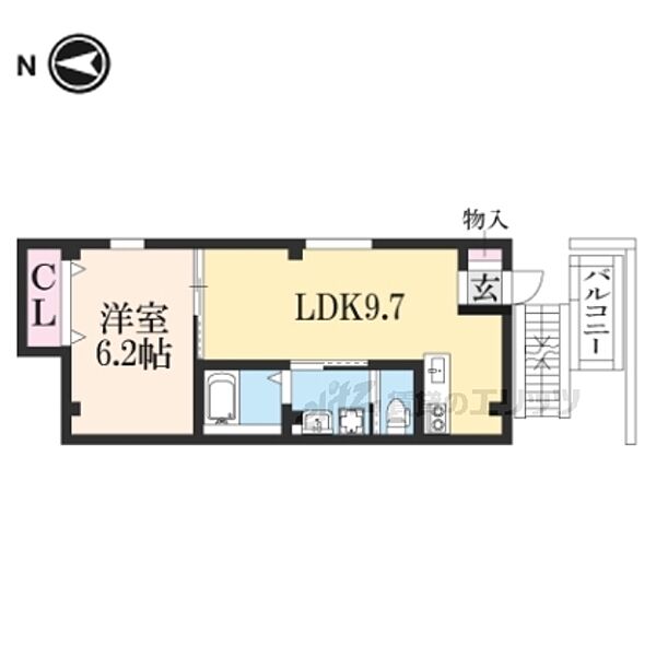 ＳＪＳ浜大津 203｜滋賀県大津市長等3丁目(賃貸アパート1LDK・2階・34.57㎡)の写真 その2