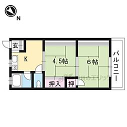 よしやハイツ 2Kの間取図画像