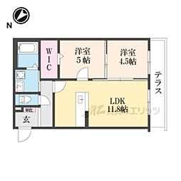 ハートフルエトワール 1階2LDKの間取り