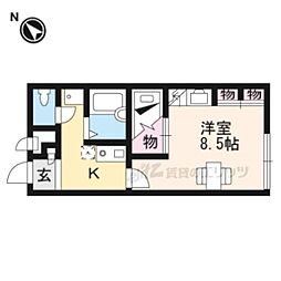 レオパレスさと 2階1Kの間取り