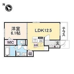 JR東海道・山陽本線 南彦根駅 徒歩21分の賃貸アパート 1階1LDKの間取り