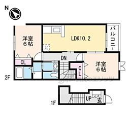 コンコード 2階2LDKの間取り