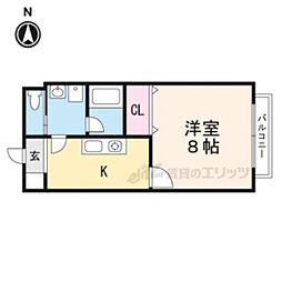 近江鉄道近江本線 水口城南駅 徒歩5分の賃貸アパート 2階1Kの間取り