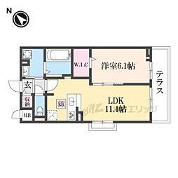 JR東海道・山陽本線 守山駅 バス27分 みずほ団地口下車 徒歩4分の賃貸アパート 1階1LDKの間取り