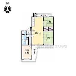びわ湖美空第二団地8号棟 2階3LDKの間取り