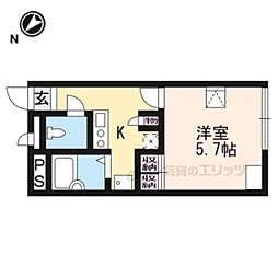 レオパレスアンソレイユ 2階1Kの間取り