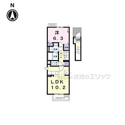 京阪石山坂本線 坂本比叡山口駅 徒歩3分の賃貸アパート 2階1LDKの間取り