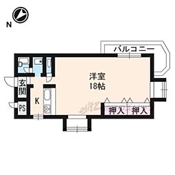 JR東海道・山陽本線 南草津駅 3.3kmの賃貸マンション 2階ワンルームの間取り