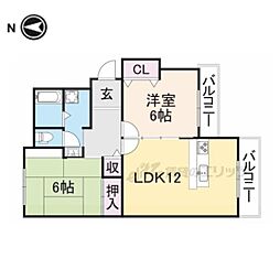 近江鉄道近江本線 愛知川駅 徒歩14分の賃貸マンション 3階2LDKの間取り