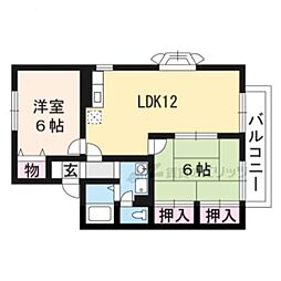 ロイヤルシャトーＦ 2階2LDKの間取り