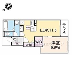 アイプレイス彦根I 103 1階1LDKの間取り