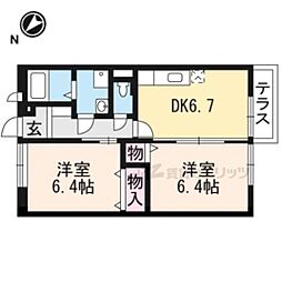 メゾン・グリーンヒル1 2DKの間取図画像