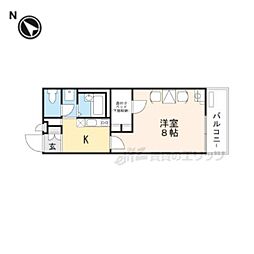 レオパレスアイエス 2階1Kの間取り