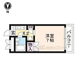 オプト大津 1Kの間取図画像