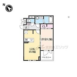 フルール彦根 1LDKの間取図画像