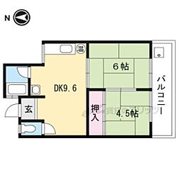 ドリームマンションB棟 2DKの間取図画像