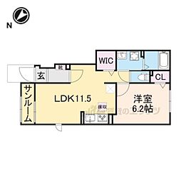サニータウン横田II 1LDKの間取図画像