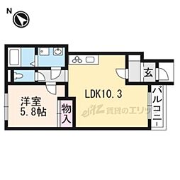 グリーンヒル 1LDKの間取図画像