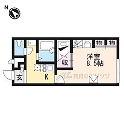 レオパレスMITSURU 1Kの間取図画像